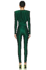 Alexandre Vauthier Plunge Top in Cypress Green, view 3, click to view large image.