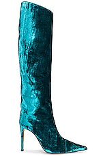 Alexandre Vauthier Velvet 105 Boot in Emerald, view 1, click to view large image.