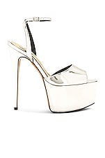 Alexandre Vauthier Shooting 150 Sandal in Silver, view 1, click to view large image.