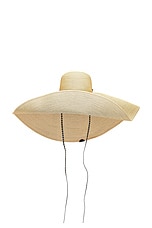 ALAÏA Large Straw Sun Hat With Leather Straps in Naturel, view 1, click to view large image.