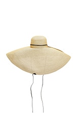 ALAÏA Large Straw Sun Hat With Leather Straps in Naturel, view 2, click to view large image.