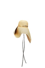 ALAÏA Large Straw Sun Hat With Leather Straps in Naturel, view 3, click to view large image.