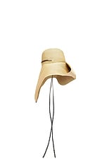 ALAÏA Large Straw Sun Hat With Leather Straps in Naturel, view 4, click to view large image.