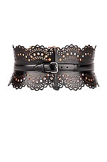 ALAÏA Perforated Corset Belt in Noir, view 1, click to view large image.