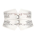 ALAÏA Double Buckle Belt in Blanc Optique, view 1, click to view large image.