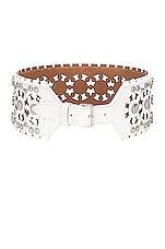 ALAÏA Perforated &amp; Studs Belt in Blanc Optique, view 1, click to view large image.