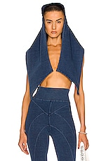 ALAÏA Knitted Hood in Blue Jeans, view 1, click to view large image.