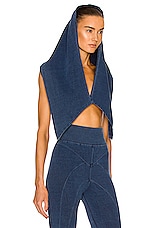 ALAÏA Knitted Hood in Blue Jeans, view 2, click to view large image.