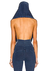 ALAÏA Knitted Hood in Blue Jeans, view 3, click to view large image.