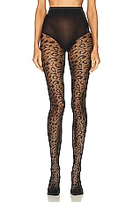 ALAÏA Leopard Tight in Noir, view 1, click to view large image.