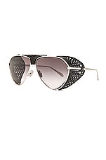 ALAÏA Aviator Sunglasses in Silver, view 2, click to view large image.