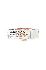 ALAÏA Vienne Leather Belt in Blanc Optique, view 3, click to view large image.