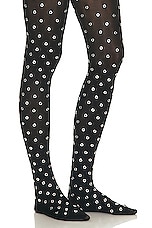 ALAÏA Opaque Tights in Noir & Argent, view 5, click to view large image.