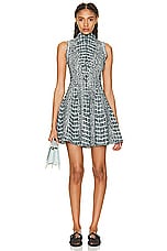 ALAÏA Skater Dress in Blanc & Opaline, view 1, click to view large image.