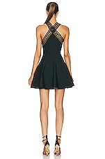 ALAÏA Vienne Skater Dress in Vert Foret, view 3, click to view large image.
