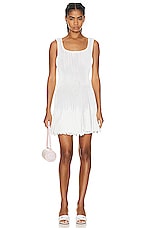 ALAÏA Pleated Mini Dress in Blanc & Ivoire, view 1, click to view large image.