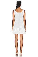 ALAÏA Pleated Mini Dress in Blanc & Ivoire, view 3, click to view large image.