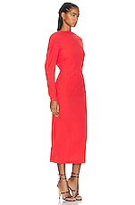 ALAÏA Long Sleeve Midi Dress in Rouge, view 2, click to view large image.