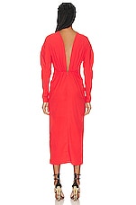 ALAÏA Long Sleeve Midi Dress in Rouge, view 3, click to view large image.