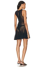 ALAÏA Fishnet Skater Dress in Minuit, view 3, click to view large image.