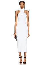 ALAÏA Halter Midi Dress in Blanc, view 1, click to view large image.