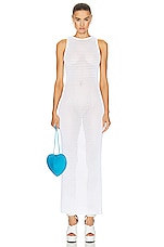 ALAÏA Sleeveless Waffle Dress in Blanc, view 1, click to view large image.