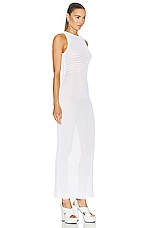 ALAÏA Sleeveless Waffle Dress in Blanc, view 2, click to view large image.