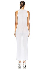 ALAÏA Sleeveless Waffle Dress in Blanc, view 3, click to view large image.
