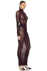 ALAÏA Long Sleeve Dress in Aubergine, view 2, click to view large image.