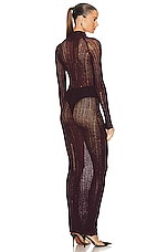 ALAÏA Long Sleeve Dress in Aubergine, view 3, click to view large image.