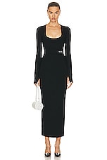 ALAÏA Long Sleeve Dress in Noir Alaia, view 1, click to view large image.