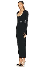 ALAÏA Long Sleeve Dress in Noir Alaia, view 3, click to view large image.