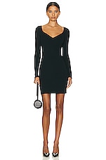 ALAÏA Long Sleeve Mini Dress in Noir Alaia, view 1, click to view large image.