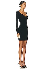 ALAÏA Long Sleeve Mini Dress in Noir Alaia, view 2, click to view large image.