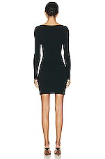 ALAÏA Long Sleeve Mini Dress in Noir Alaia, view 3, click to view large image.