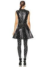 ALAÏA Leather Skater Dress in Noir & Argent, view 3, click to view large image.