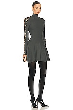 ALAÏA Long Sleeve Turtlneck Dress in Asphalte, view 2, click to view large image.