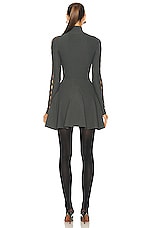 ALAÏA Long Sleeve Turtlneck Dress in Asphalte, view 3, click to view large image.