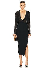 ALAÏA Long Sleeve Dress in Noir ALA?A, view 1, click to view large image.