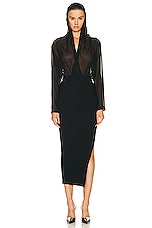 ALAÏA Long Sleeve Dress in Noir ALA?A, view 2, click to view large image.