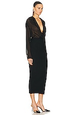 ALAÏA Long Sleeve Dress in Noir ALA?A, view 3, click to view large image.