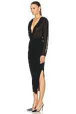 ALAÏA Long Sleeve Dress in Noir ALA?A, view 4, click to view large image.