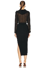 ALAÏA Long Sleeve Dress in Noir ALA?A, view 5, click to view large image.