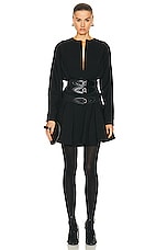 ALAÏA Long Sleeve Buckle Dress in Noir ALA?A, view 1, click to view large image.