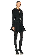 ALAÏA Long Sleeve Buckle Dress in Noir ALA?A, view 2, click to view large image.
