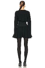 ALAÏA Long Sleeve Buckle Dress in Noir ALA?A, view 3, click to view large image.