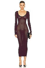 ALAÏA Vienne Midi Dress in Aubergine, view 1, click to view large image.