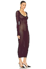 ALAÏA Vienne Midi Dress in Aubergine, view 2, click to view large image.