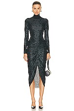 ALAÏA Draped Dress in Noir & Cendre, view 1, click to view large image.