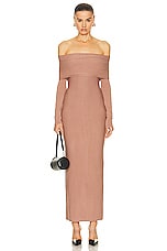 ALAÏA Off The Shoulder Dress in Nude ALA?A, view 1, click to view large image.